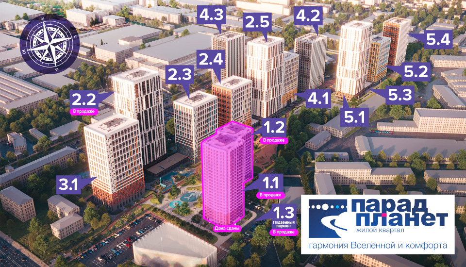 "ЖК Парад Планет" - Агентство "Вся недвижимость" План "ЖК Парад Планет"