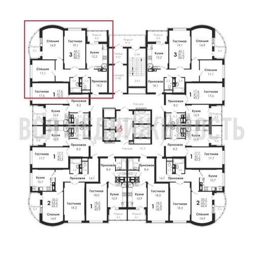 3-комнатная квартира, 86.1кв.м - изображение 1