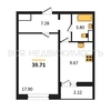 1-комнатная квартира, 39.71кв.м - изображение 1