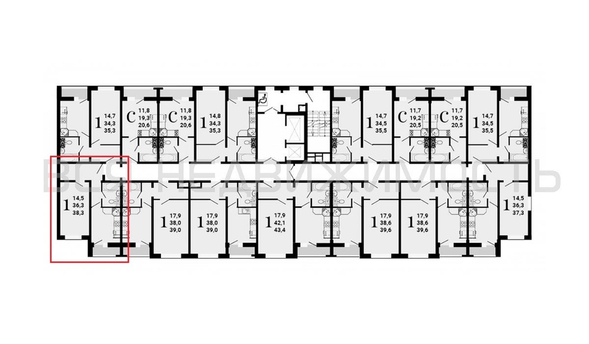 1-комнатная квартира, 38.3кв.м - изображение 1