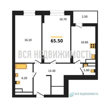 2-комнатная квартира, 65.5кв.м - изображение