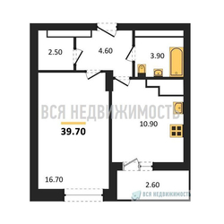 1-комнатная квартира, 39.7кв.м - изображение 1