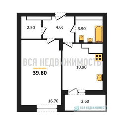 1-комнатная квартира, 39.8кв.м - изображение 1