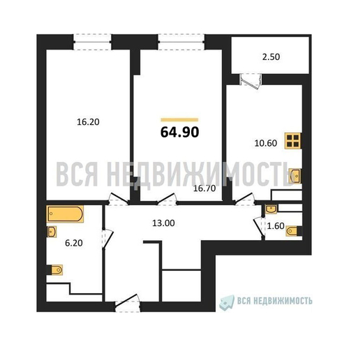 2-комнатная квартира, 64.9кв.м - изображение 0