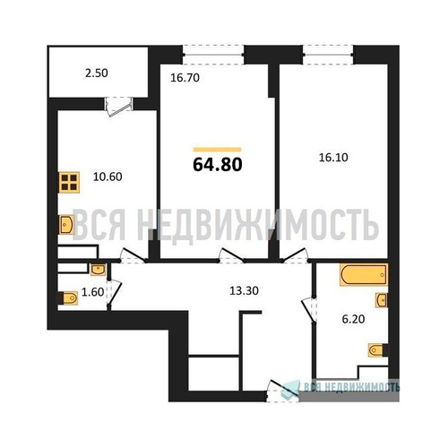 2-комнатная квартира, 64.8кв.м - изображение 0