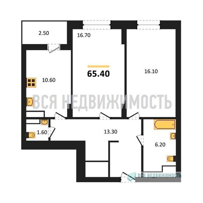 2-комнатная квартира, 65.4кв.м - изображение