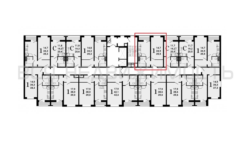 1-комнатная квартира, 35.5кв.м - изображение 1