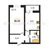 1-комнатная квартира, 36.24кв.м - изображение 1 1-комнатная квартира, 36.24кв.м - изображение 1