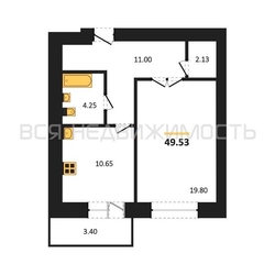 1-комнатная квартира, 50.3кв.м - изображение 1