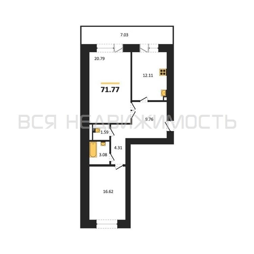 2-комнатная квартира, 72.9кв.м - изображение 0