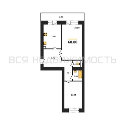 2-комнатная квартира, 69.6кв.м - изображение