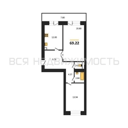 2-комнатная квартира, 70кв.м 2-комнатная квартира, 70кв.м - изображение 1