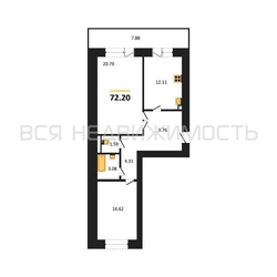 2-комнатная квартира, 72.6кв.м - изображение 1