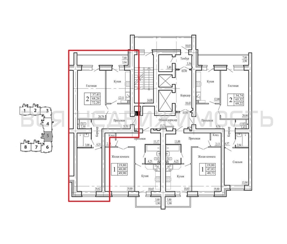 2-комнатная квартира, 73кв.м - изображение 1