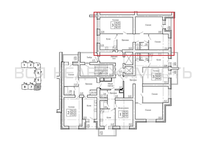 3-комнатная квартира, 90.9кв.м - изображение 1