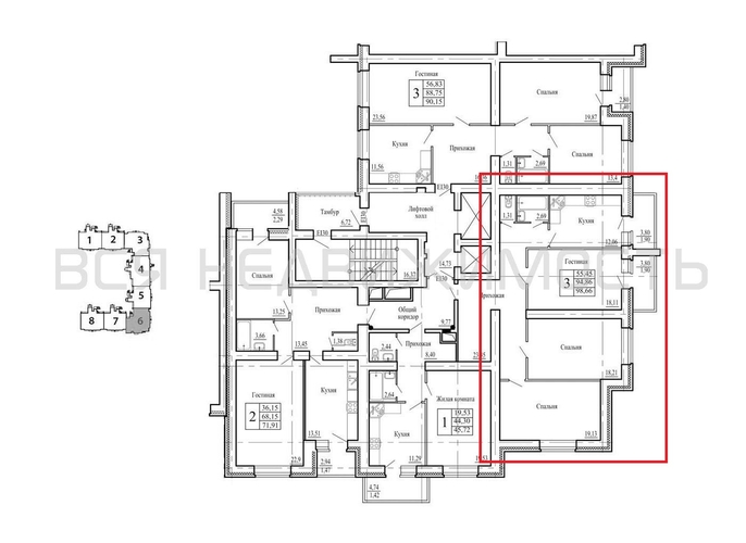 3-комнатная квартира, 99.9кв.м - изображение 1