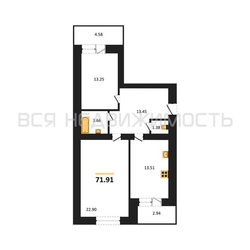 2-комнатная квартира, 72.2кв.м 2-комнатная квартира, 72.2кв.м - изображение 1