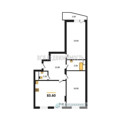 2-комнатная квартира, 83.6кв.м - изображение