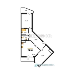 2-комнатная квартира, 74.3кв.м - изображение 1