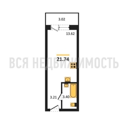 квартира-студия, 21,74кв.м. квартира-студия, 21,74кв.м. - изображение 1