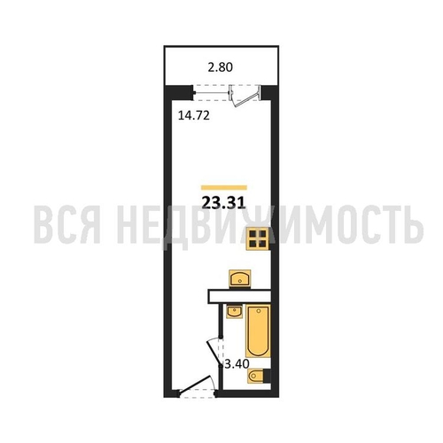 квартира-студия, 23,31кв.м. - изображение 0