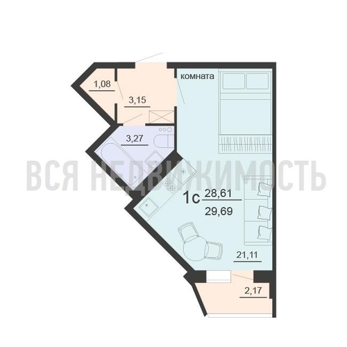 квартира-студия, 29,69кв.м. - изображение 0