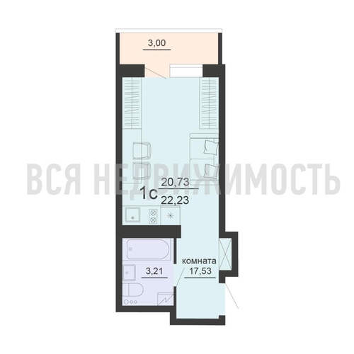 квартира-студия, 22,23кв.м. - изображение 0