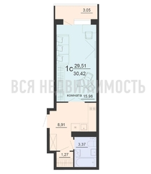 квартира-студия, 30,42кв.м. - изображение 1