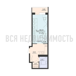 квартира-студия, 31,03кв.м. квартира-студия, 31,03кв.м. - изображение 1