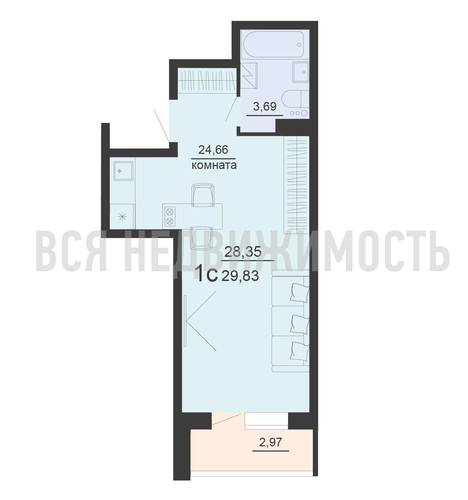 квартира-студия, 29,83кв.м. - изображение 0