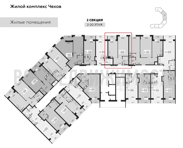 1-комнатная квартира, 34.46кв.м - изображение 1