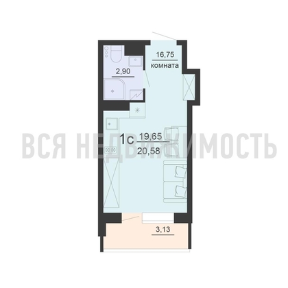 квартира-студия, 20,58кв.м. - изображение