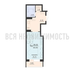 квартира-студия, 30,53кв.м. - изображение 1
