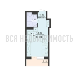 квартира-студия, 19,9кв.м. квартира-студия, 19,9кв.м. - изображение 1