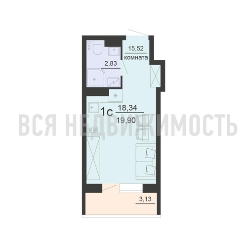 квартира-студия, 19,9кв.м. - изображение 0