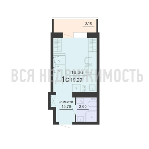 квартира-студия, 19,29кв.м. - изображение 0