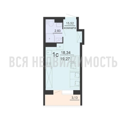 квартира-студия, 19,27кв.м. квартира-студия, 19,27кв.м. - изображение 1