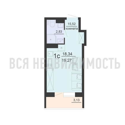 квартира-студия, 19,27кв.м. - изображение