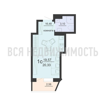 квартира-студия, 20,33кв.м. - изображение