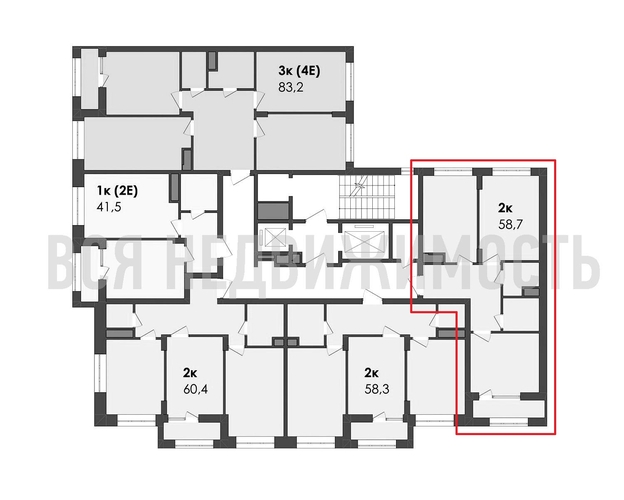 2-комнатная квартира, 58.7кв.м - изображение 1