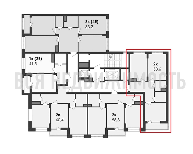 2-комнатная квартира, 58.6кв.м - изображение 1