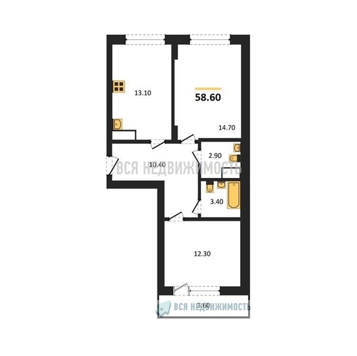 2-комнатная квартира, 58.6кв.м - изображение 0