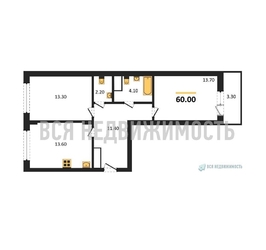 2-комнатная квартира, 60кв.м - изображение 1