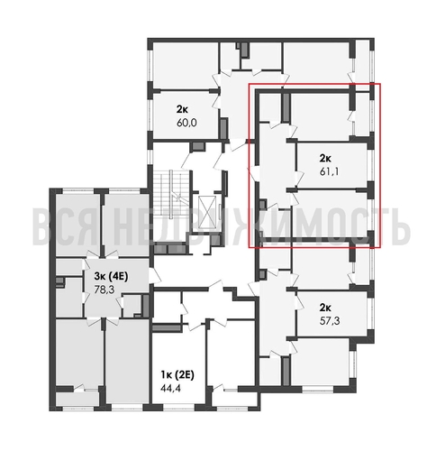 2-комнатная квартира, 61.1кв.м - изображение 1