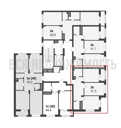 2-комнатная квартира, 57.2кв.м - изображение 1