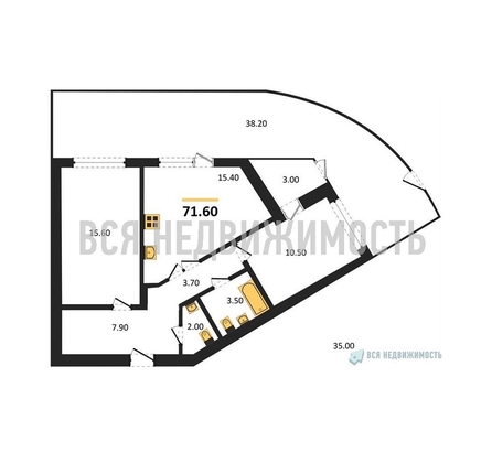 2-комнатная квартира, 71.6кв.м - изображение