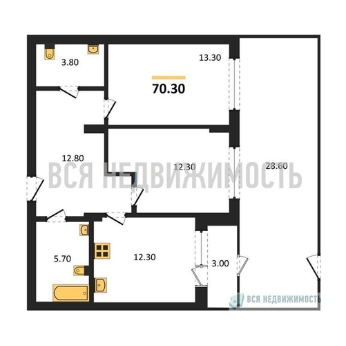 2-комнатная квартира, 70.3кв.м - изображение 0