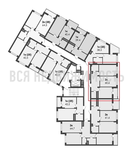 2-комнатная квартира, 60.6кв.м - изображение 1