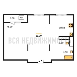 квартира-студия, 63,2кв.м. квартира-студия, 63,2кв.м. - изображение 1