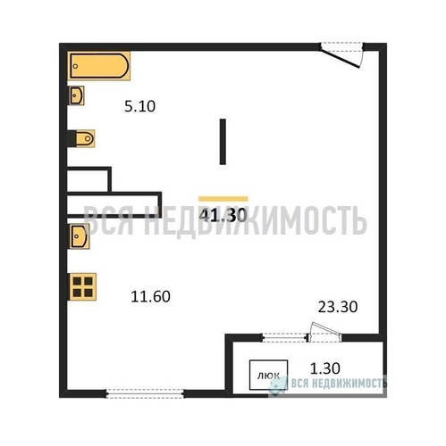 квартира-студия, 41,3кв.м. - изображение 0
